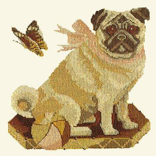 Toby the Pug Needlepoint Kit Kits Elizabeth Bradley Design Winter White 
