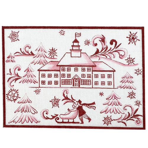 Toile Couple Sled Scene - Red Painted Canvas Love You More 