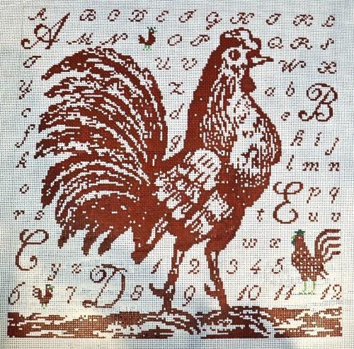 Toile Rooster Red Painted Canvas Birds of a Feather  - 1