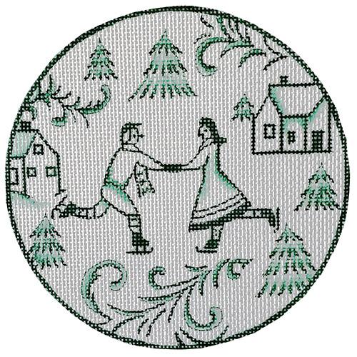 Toile Skaters Round   Green Painted Canvas Love You More  - 1