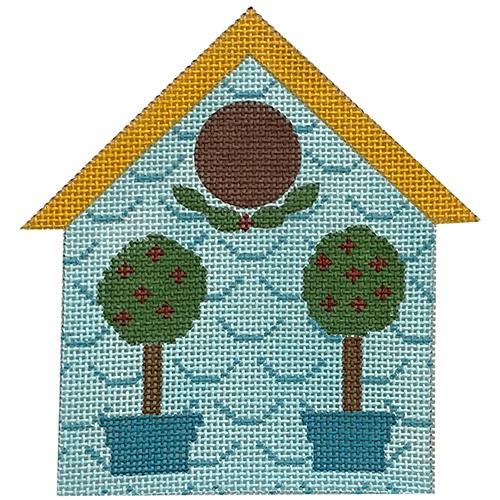 Topiary Birdhouse Painted Canvas Danji Designs 
