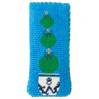 Topiary Peacock Eyeglass Case Kit Kits Anne Fisher Needlepoint LLC 
