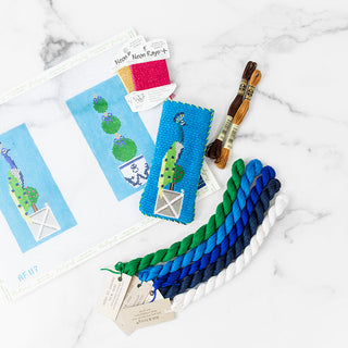 Topiary Peacock Eyeglass Case Kit Kits Anne Fisher Needlepoint LLC 
