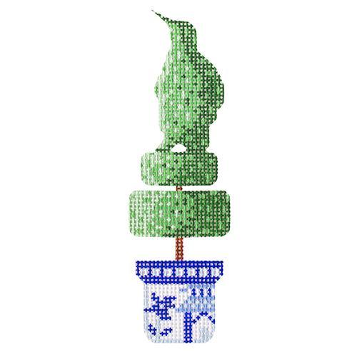Topiary Penguin Ornament Painted Canvas Kirk & Bradley 
