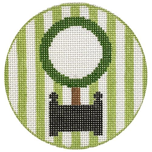 Topiary Tree Round Painted Canvas Rachel Donley  - 1