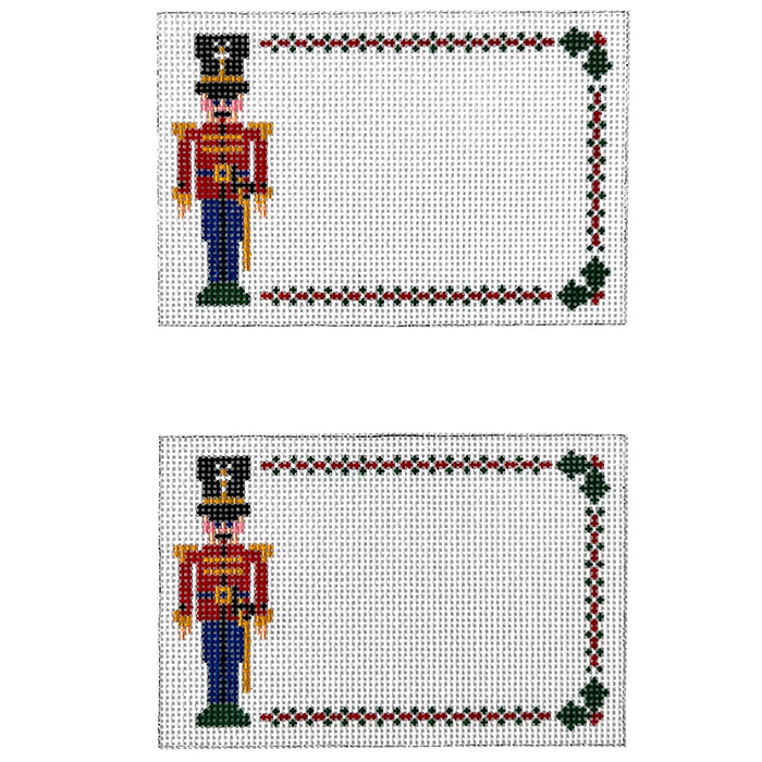 Toy Soldier Place Cards   Set of Two Painted Canvas Wipstitch Needleworks  - 1