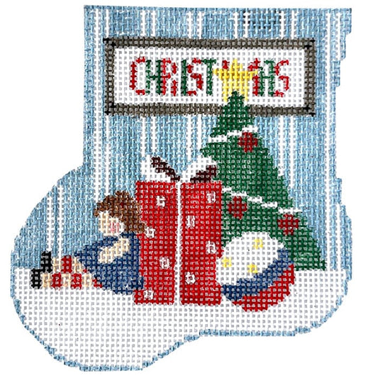 Toys Mini Sock with Elf Girl Insert Painted Canvas Kathy Schenkel Designs 