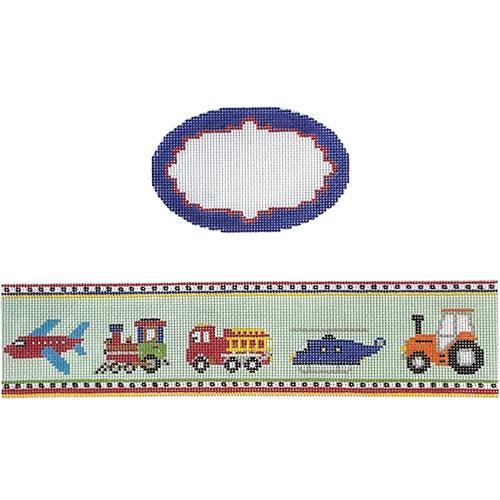 Tractor Plane Train Hinged Box with Hardware Painted Canvas Funda Scully 