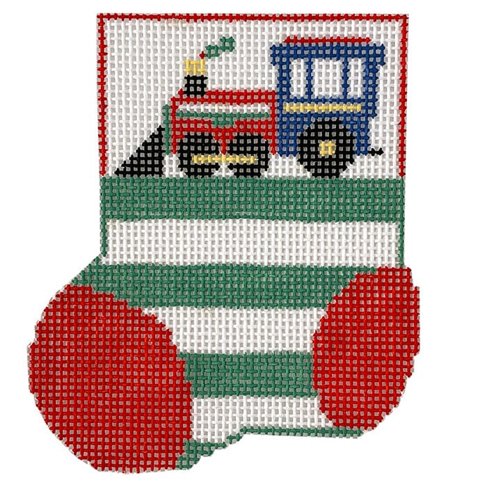 Train Mini Sock Painted Canvas Kathy Schenkel Designs  - 1