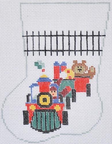 Train Mini Sock Painted Canvas Kathy Schenkel Designs  - 1