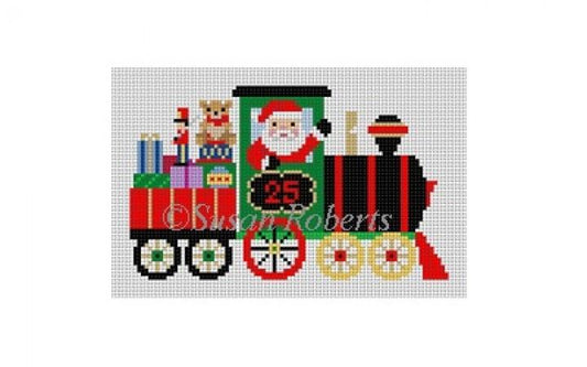 Train Santa Painted Canvas Susan Roberts Needlepoint Designs Inc. 