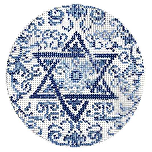 Transferware Judica Round Painted Canvas The Gingham Stitchery 