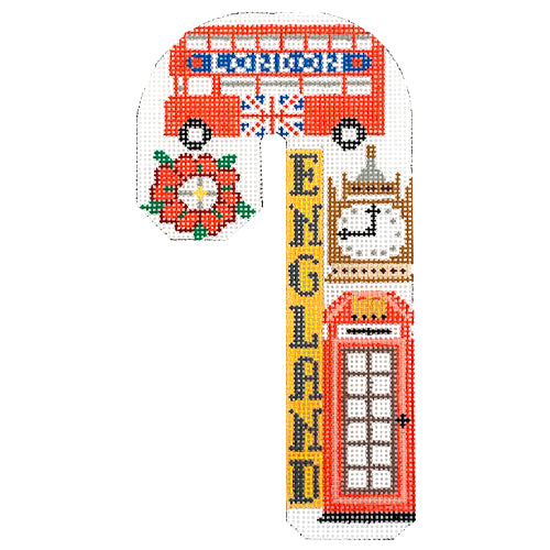 Travel Candy Cane   England Painted Canvas Danji Designs  - 1