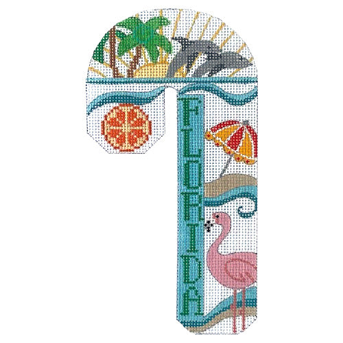 Travel Candy Cane   Florida Painted Canvas Danji Designs  - 1