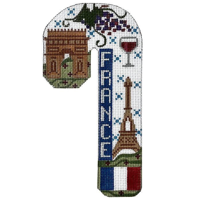 Travel Candy Cane   France Painted Canvas Danji Designs  - 1