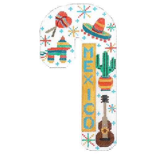 Travel Candy Cane   Mexico Painted Canvas Danji Designs  - 1