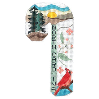 Travel Candy Cane   North Carolina Painted Canvas Danji Designs 
