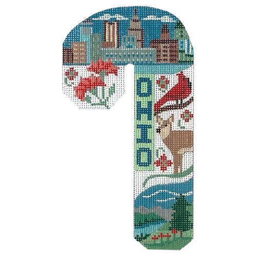 Travel Candy Cane   Ohio Painted Canvas Danji Designs  - 1