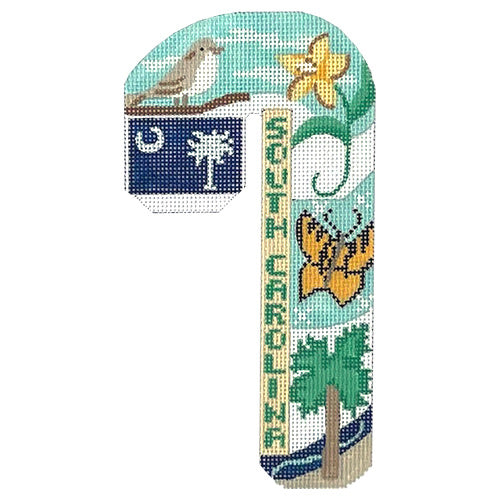 Travel Candy Cane   South Carolina Painted Canvas Danji Designs  - 1