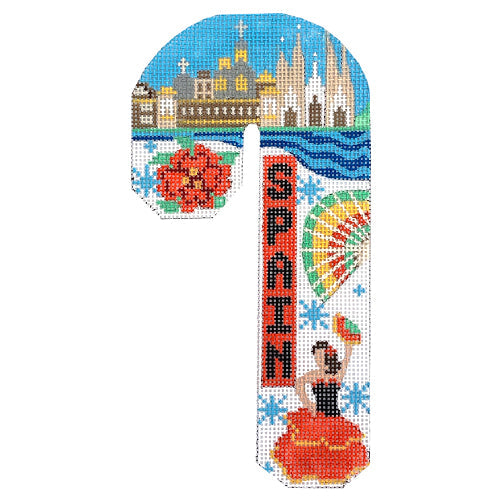 Travel Candy Cane   Spain Painted Canvas Danji Designs  - 1