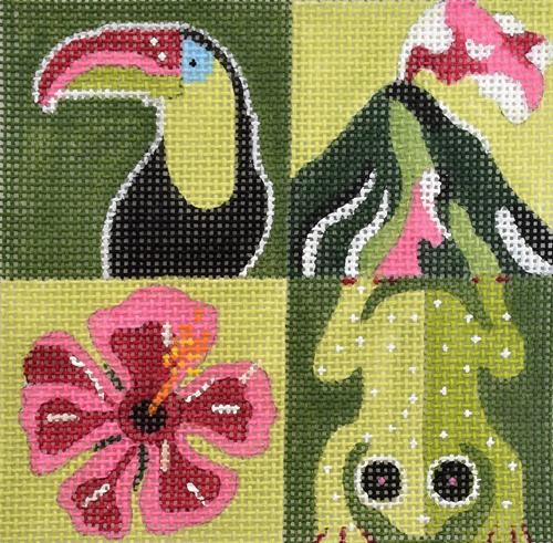 Travel Coaster   Costa Rica Painted Canvas Melissa Prince Designs  - 1