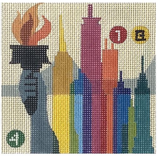 Travel Coaster   New York City Painted Canvas Melissa Prince Designs  - 1