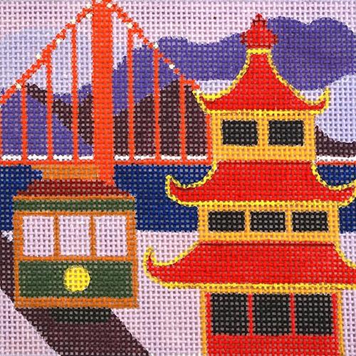 Travel Coaster   San Francisco Painted Canvas Melissa Prince Designs  - 1