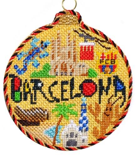 Travel Round - Barcelona with Stitch Guide Painted Canvas Needlepoint.Com 
