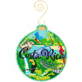 Travel Round   Costa Rica with Stitch Guide Painted Canvas Kirk & Bradley 
