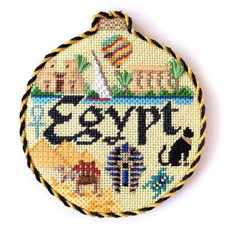 Travel Round   Egypt with Stitch Guide Painted Canvas Needlepoint.Com 
