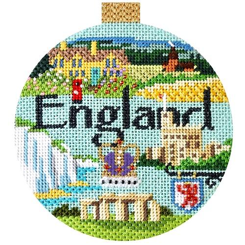 Travel Round - England with Stitch Guide Painted Canvas Kirk & Bradley 