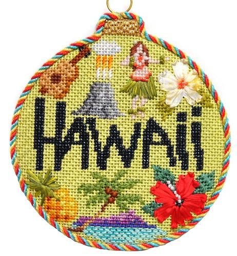 Travel Round - Hawaii with Stitch Guide Painted Canvas Needlepoint.Com 
