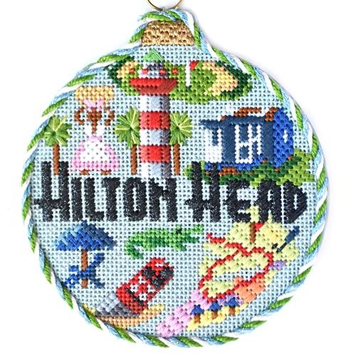 Travel Round - Hilton Head with Stitch Guide Painted Canvas Kirk & Bradley 
