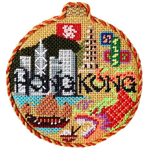 Travel Round - Hong Kong with Stitch Guide Painted Canvas Needlepoint.Com 