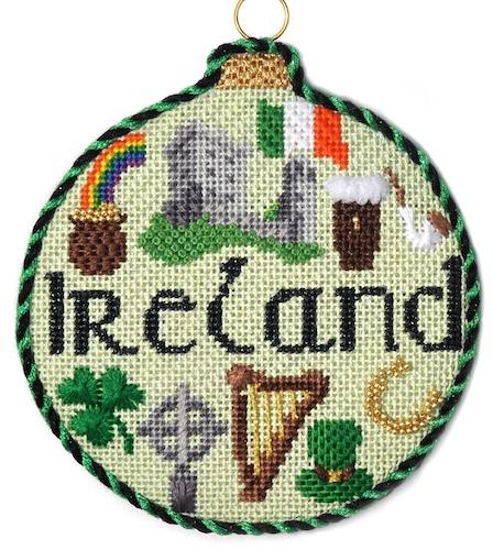 Travel Round - Ireland with Stitch Guide Painted Canvas Needlepoint.Com 