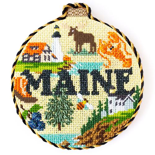 Travel Round - Maine with Stitch Guide Painted Canvas Kirk & Bradley 
