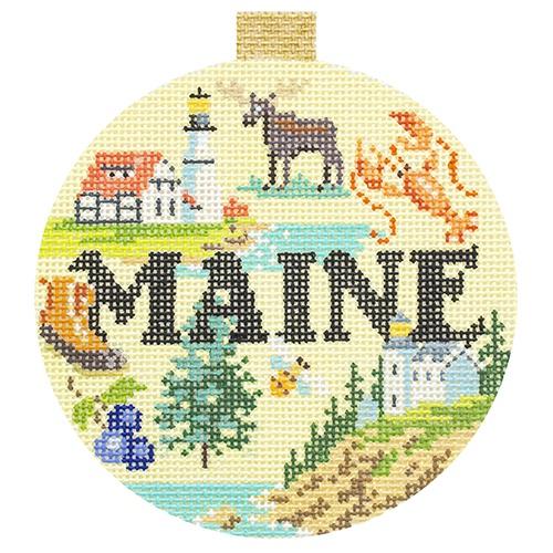 Travel Round   Maine with Stitch Guide Painted Canvas Kirk & Bradley 
