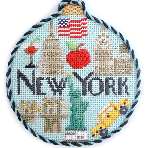 Travel Round - New York with Stitch Guide Painted Canvas Needlepoint.Com 