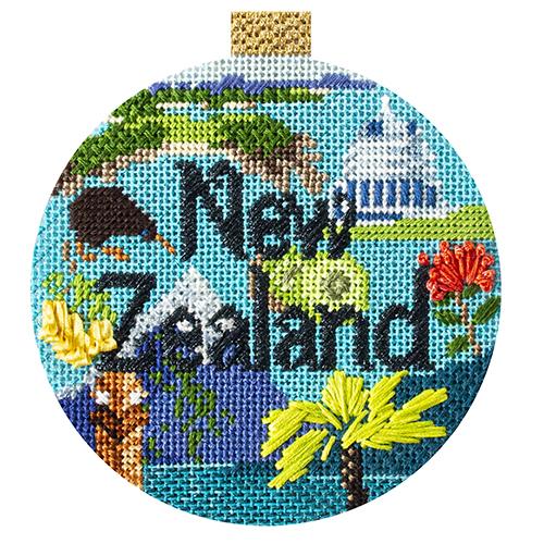 Travel Round - New Zealand with Stitch Guide Painted Canvas Kirk & Bradley 