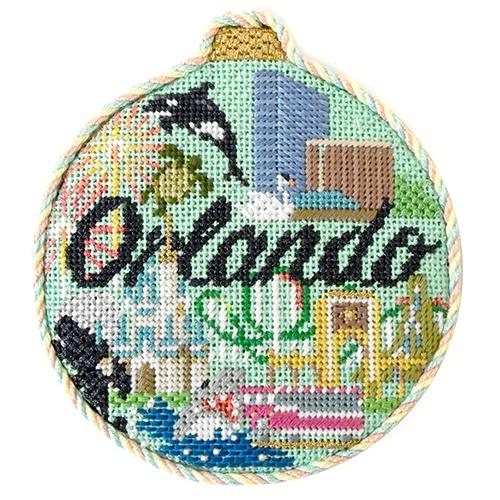 Travel Round - Orlando with Stitch Guide Painted Canvas Needlepoint.Com 