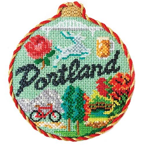 Travel Round - Portland with Stitch Guide Painted Canvas Kirk & Bradley 