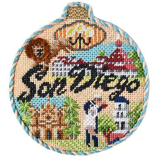 Travel Round   San Diego with Stitch Guide Painted Canvas Needlepoint.Com 
