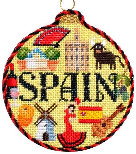 Travel Round - Spain with Stitch Guide Painted Canvas Needlepoint.Com 