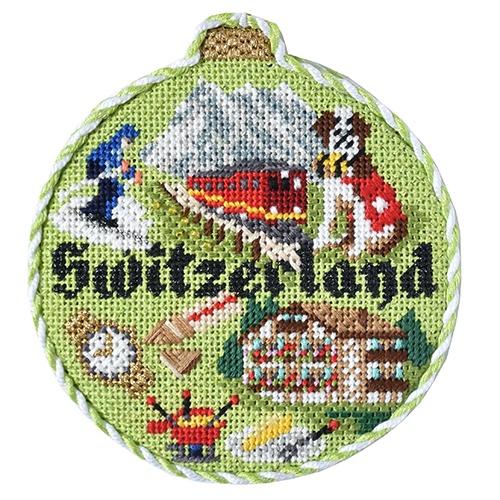Travel Round - Switzerland with Stitch Guide Painted Canvas Needlepoint.Com 