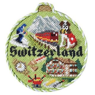 Travel Round   Switzerland with Stitch Guide Painted Canvas Needlepoint.Com 
