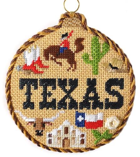 Travel Round - Texas with Stitch Guide Painted Canvas Needlepoint.Com 