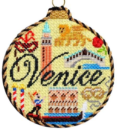 Travel Round - Venice with Stitch Guide Painted Canvas Needlepoint.Com 