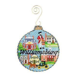 Travel Round   Williamsburg with Stitch Guide Painted Canvas Kirk & Bradley 
