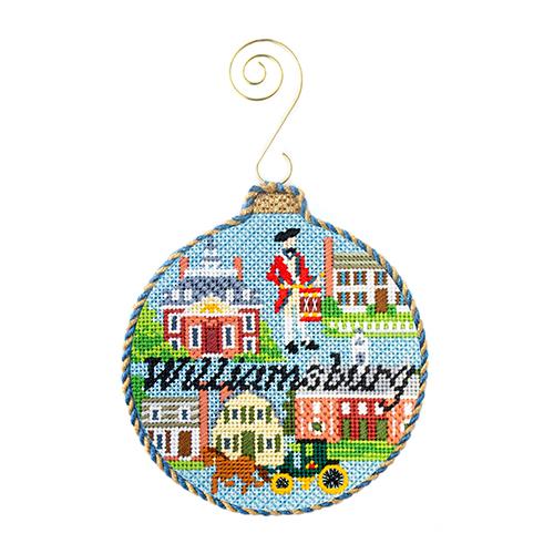Travel Round   Williamsburg with Stitch Guide Painted Canvas Kirk & Bradley 
