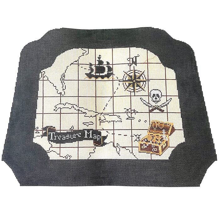 Treasure Map Child's Rocking Chair Painted Canvas Susan Battle Needlepoint  - 1